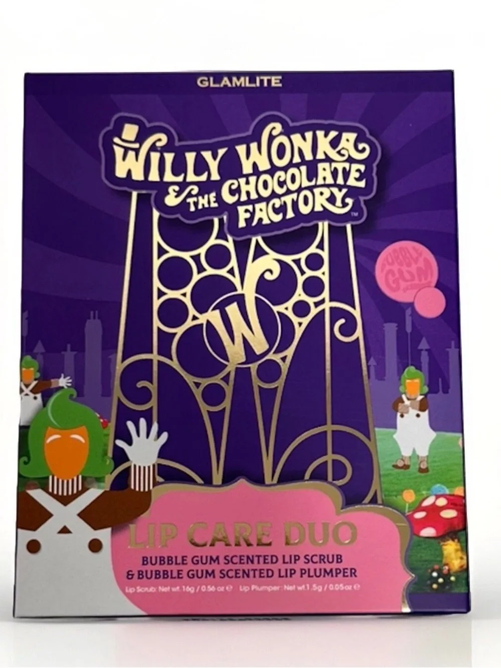 Wonka X Glamlite Lip Care Duo Bubblegum Scented - BNIB